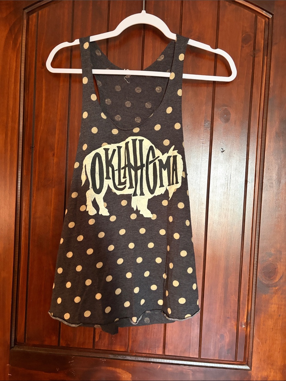 Oklahoma Polka Dot Tank Top - Dark Heather Grey & Cream
